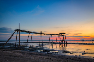 Beautiful scenery sunset background surrounding jeram beach located in Selangor State Malaysia