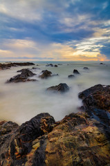 Beautiful scenery during sunrise at Pandak Beach located in Terengganu Malaysia