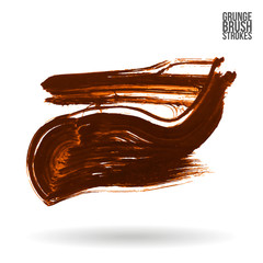 Orange brush stroke and texture. Grunge vector abstract hand - painted element. Underline and border design.