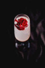 clean coctail with red flowers