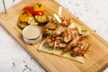 chicken bbq with grilled vegetables