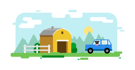 Vector flat village illustration