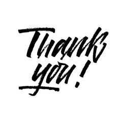 Handwriting word "Thank you". Vector inscription