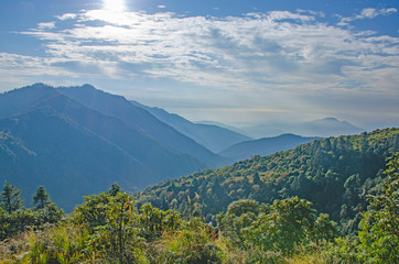 Jungle and landscape Himalayas in Nepal beautiful mountains amid blue sky