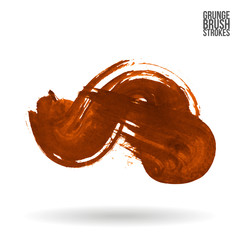 Orange brush stroke and texture. Grunge vector abstract hand - painted element. Underline and border design.