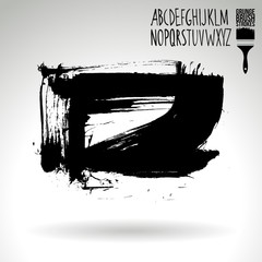 Black brush stroke and texture. Grunge vector abstract hand - painted element. Underline and border design.