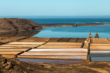 Salinas de Janubio, salt flats in Lanzarote of the Canary Islands