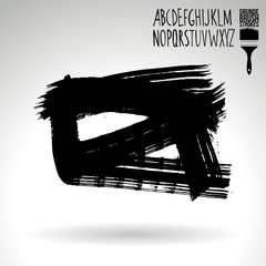 Black brush stroke and texture. Grunge vector abstract hand - painted element. Underline and border design.