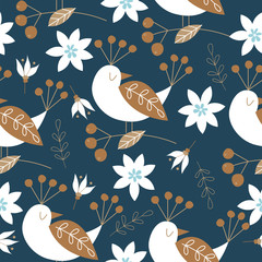Spring seamless pattern. Vector cute illustration. For printing on fabric or paper. Patterns for clothing, Wallpaper, wrapping paper, tablecloths.