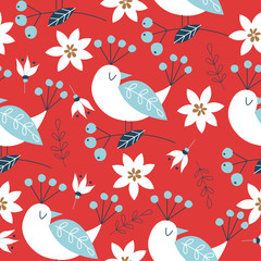 Spring seamless pattern. Vector cute illustration. For printing on fabric or paper. Patterns for clothing, Wallpaper, wrapping paper, tablecloths.