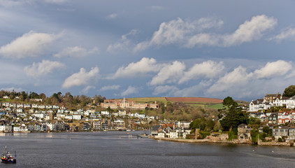 Fototapeta na wymiar The River Dart with Dartmouth (left bank) and Kingswear (right bank), Devon, England, UK.
