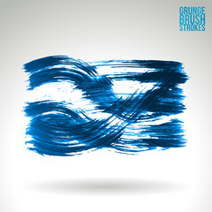 Blue brush stroke and texture. Grunge vector abstract hand - painted element. Underline and border design.