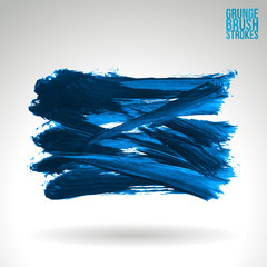 Fototapeta premium Blue brush stroke and texture. Grunge vector abstract hand - painted element. Underline and border design.