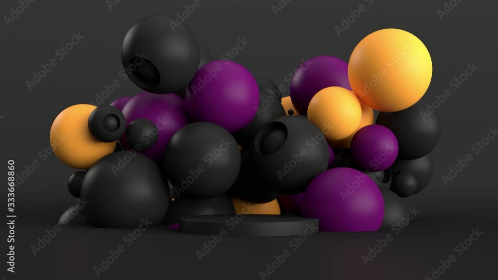 Poster 3d abstract background with pedestal. simple sphere shapes, smooth light, soft shadows. roughness ma