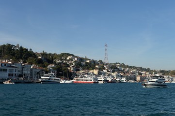 Views of the city arnavutkoy district of Istanbul with the Bosphorus Strait
