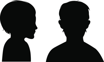 silhouette of the head of a little boy vector 