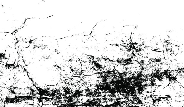 Cracked Surface Grunge Texture Vector. Uneven Overlay. Distressed Grungy Effect. Vector Illustration.Black Isolated on White Background. EPS 10.