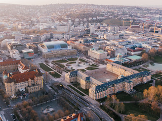 Obraz premium Aerial of the famous Schlossplatz in Downtown Stuttgart, Germany