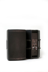 Obraz premium Black speaker system on white background