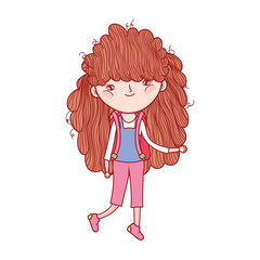 cute little girl standing cartoon character isolated icon design