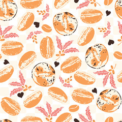 Coffee Beans and Plant Vector Seamless Pattern