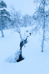 A frozen landscape during winter
