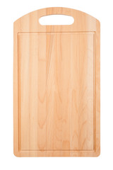 Wooden cutting kitchen board on white