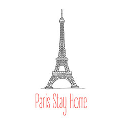 Fototapeta na wymiar Stay home poster for Paris