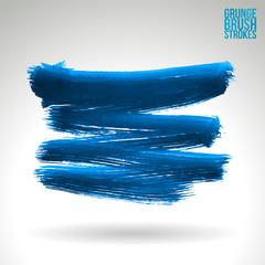 Fototapeta premium Blue brush stroke and texture. Grunge vector abstract hand - painted element. Underline and border design.