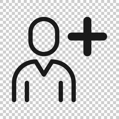 Fototapeta premium People with plus icon in flat style. Staff vector collection illustration on white isolated background. Human business concept.