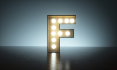 Retro sign light font on studio background