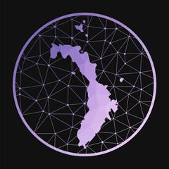 Lord Howe Island icon. Vector polygonal map of the island. Lord Howe Island icon in geometric style. The island map with purple low poly gradient on dark background.