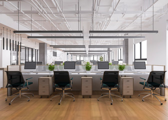 3d rendering business meeting and working room on office building