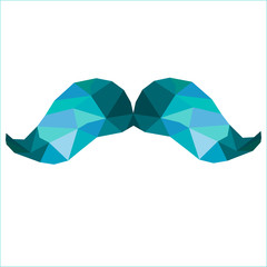 Symbols of Gentleman - polygon moustache in blue colors