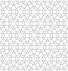 Seamless arabic geometric ornament in black and white.Fine lines.