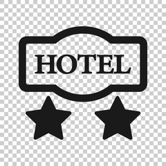 Hotel 2 stars sign icon in flat style. Inn vector illustration on white isolated background. Hostel room information business concept.