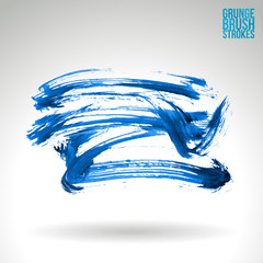 Blue brush stroke and texture. Grunge vector abstract hand - painted element. Underline and border design.