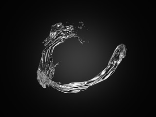 Fototapeta na wymiar Transparent water splash in black background. 3d rendering - illustration.