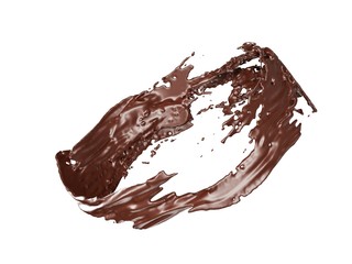 Chocolate splash isolated on white background. 3d rendering - illustration.