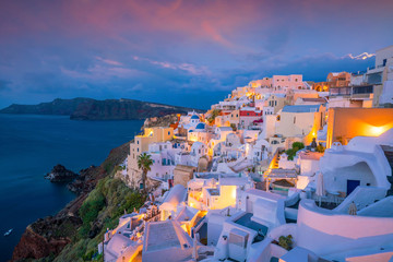 Fototapeta premium Oia town cityscape at Santorini island in Greece