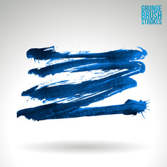 Blue brush stroke and texture. Grunge vector abstract hand - painted element. Underline and border design.