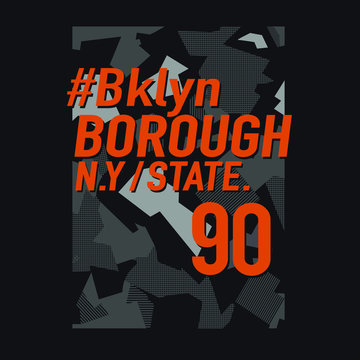 Military camouflage vector illustration, Brooklyn typography for tee shirt graphics