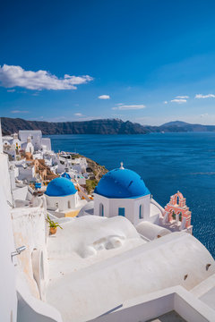 Oia town cityscape at Santorini island in Greece