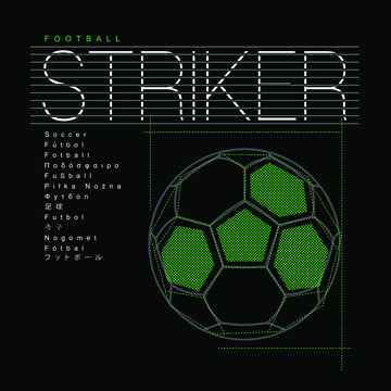 soccer ball on green background illustration , football sport typography