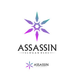 Obraz premium Shuriken Logo Design Vector Template, Assassin logo concept, Icon symbol