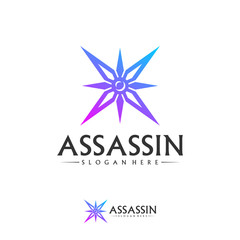 Obraz premium Shuriken Logo Design Vector Template, Assassin logo concept, Icon symbol