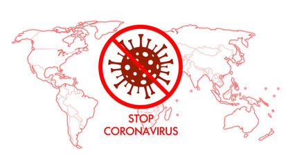 Naklejka na ściany i meble We will stop the spread of the dangerous coronavirus throughout the world. Stay at home. Quarantine