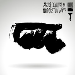 Black brush stroke and texture. Grunge vector abstract hand - painted element. Underline and border design.