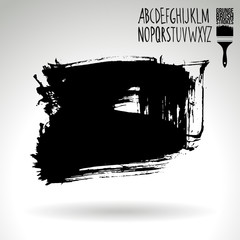 Black brush stroke and texture. Grunge vector abstract hand - painted element. Underline and border design.