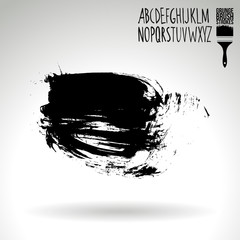 Black brush stroke and texture. Grunge vector abstract hand - painted element. Underline and border design.